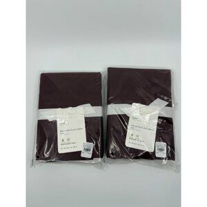 Pottery‎ Barn Merlot Belgian Flax Linen Euro Shams Set Of 2 Luxury Natural NEW